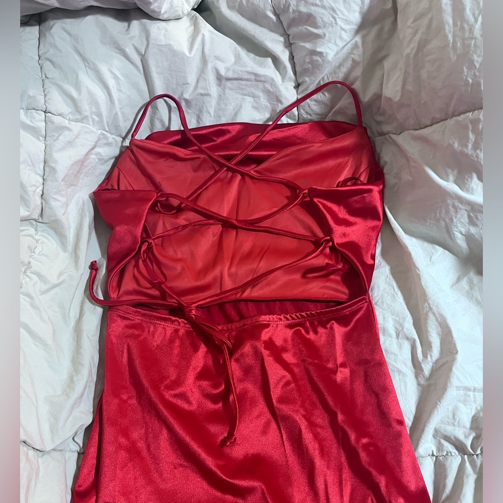 Red Strappy Satin Dress